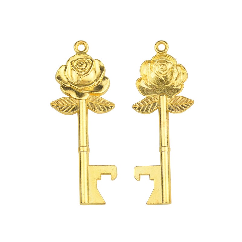 Makhry 50 Set Skeleton Rose Key Bottle Openers with Candy Box In Antique Vintage Style Escort Tags French Ribbon As A Gift Souvenir At Wedding Party Supplies (Antique Gold) - Image 5